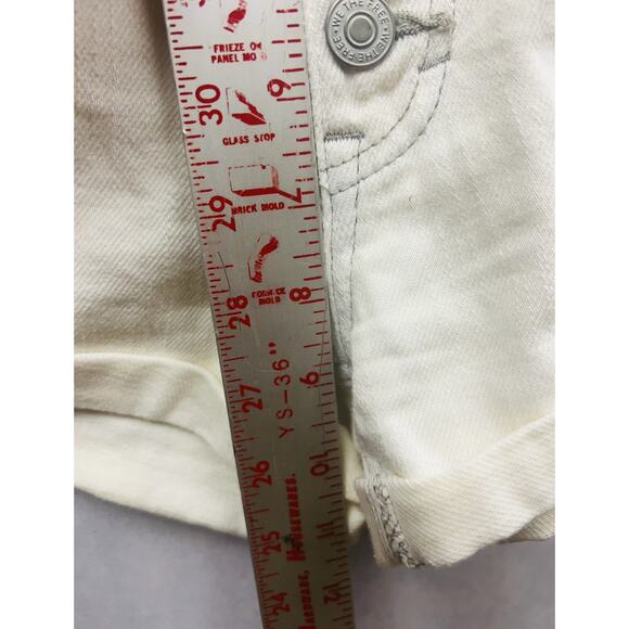 Free P We The Free People Women Romeo Roll Cuff Button Fly Shorts Size 26 White - Picture 10 of 15
